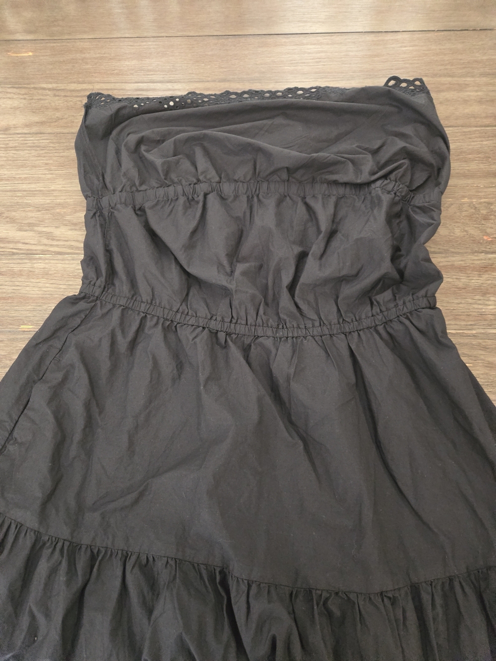 NWT Time and Tru Black Strapless Eyelet Tiered Midi Dress Sizes XS S M L XL - Picture 7 of 13